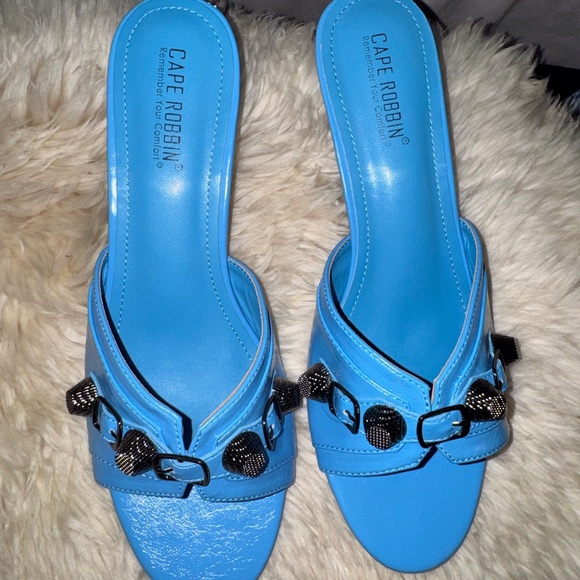 Cape Robbin Shoes - Cape Robbin Vibrant Blue Embellished Mules